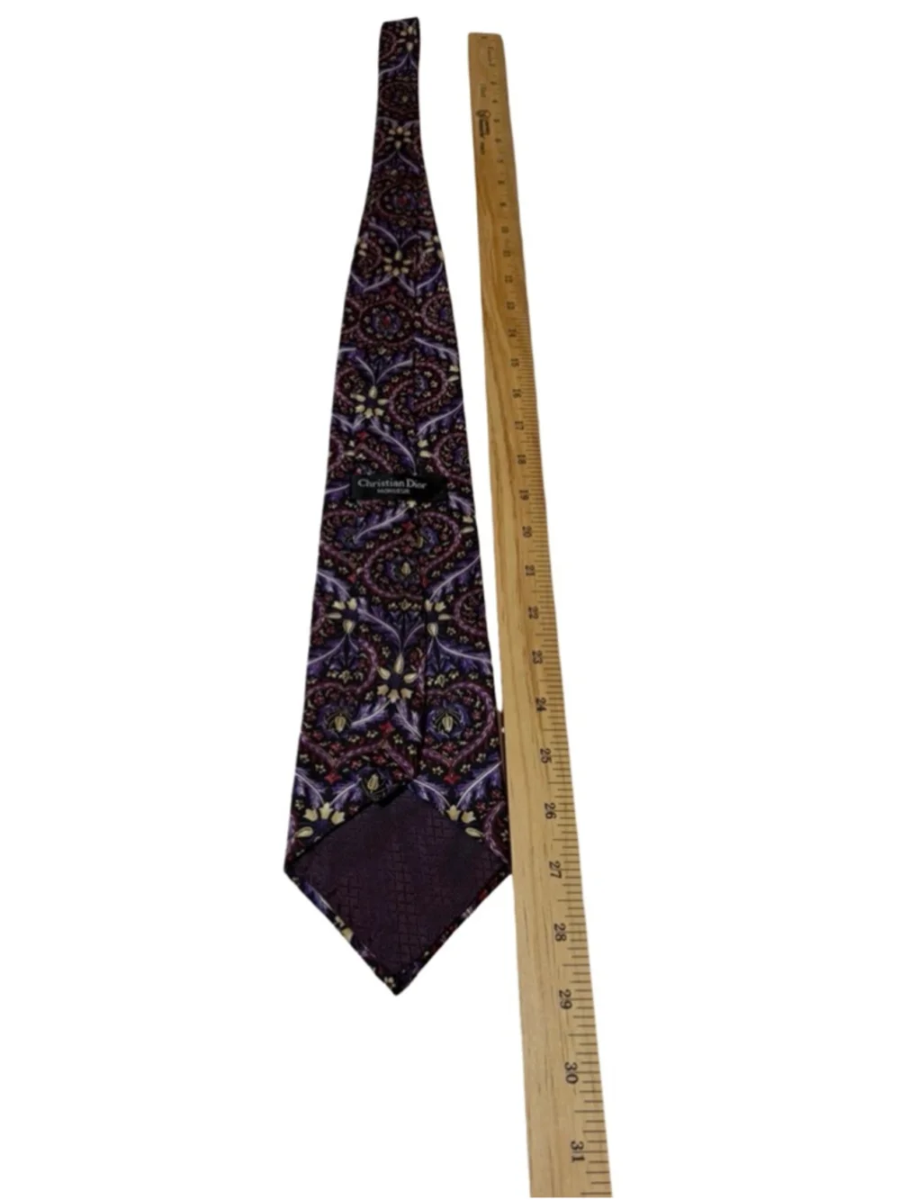 Christian Dior Monsieur Silk Tie Purple Paisley Floral Made in USA Luxury